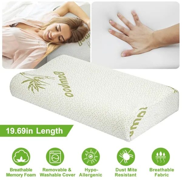 NOCHE Bamboo Memory Foam Contoured Cervical Pillow - Image 5