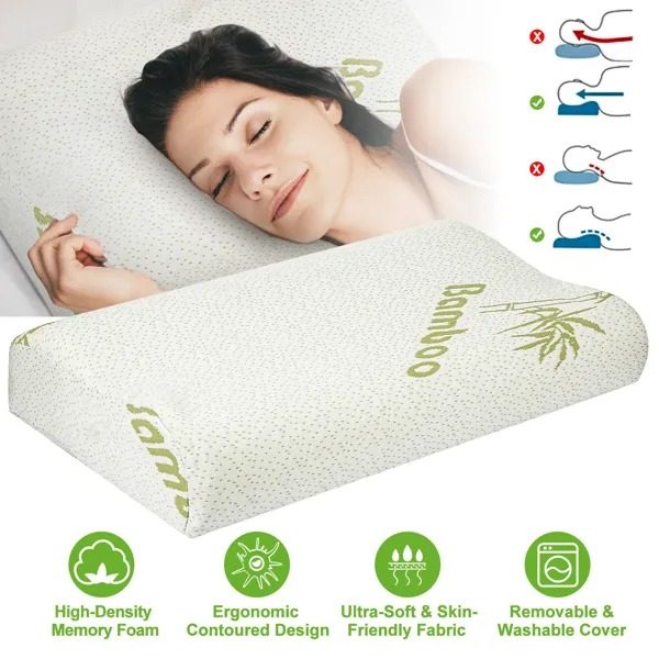 NOCHE Bamboo Memory Foam Contoured Cervical Pillow - Image 6
