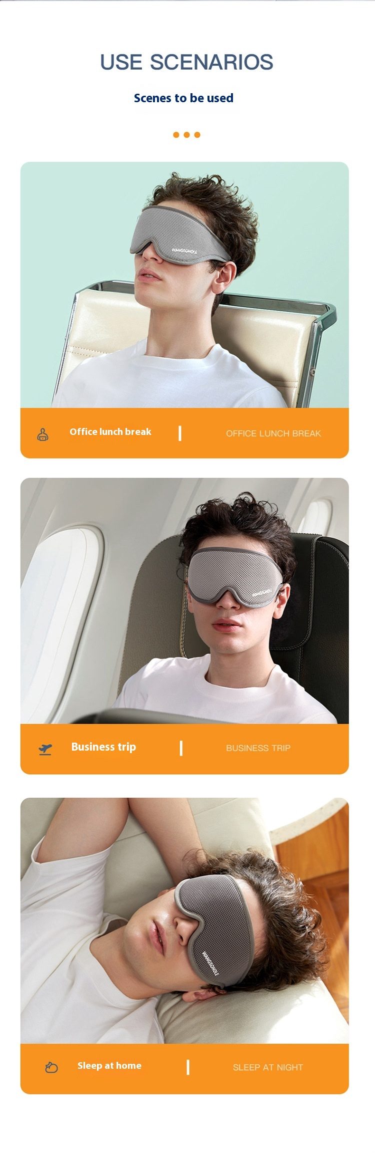NOCHE Cross-border Removable Removable Eye Contour Memory Foam Unisex Sleep Blackout Eye Mask